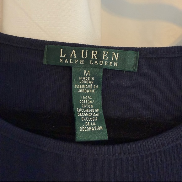 Lauren Ralph Lauren Navy White Striped Shift Dress Nautical Women’s Medium - Picture 2 of 7